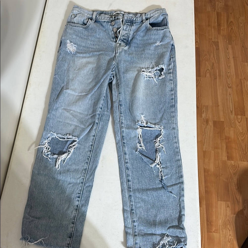 PacSun Blue Boyfriend Jeans Distressed Relaxed Fit